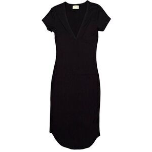 Wilfred Free Aritzia Ribbed Long V Neck Dress Small